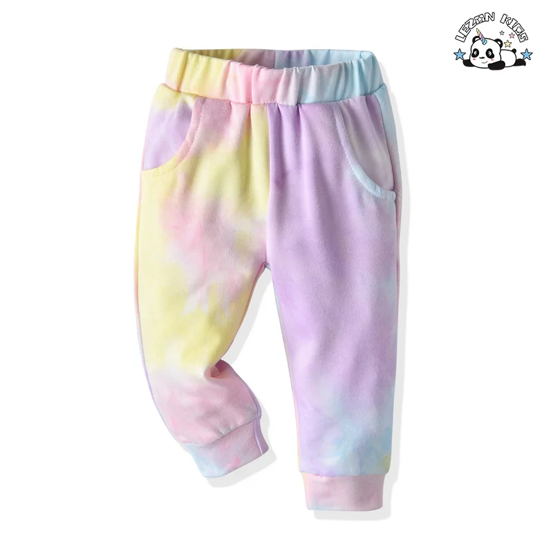 LEZONKIDS - Customizable Winter Autumn Trendy Fashion Tie Dye Hoodie and Joggers Set Tracksuit Kids Girl Fall Clothing